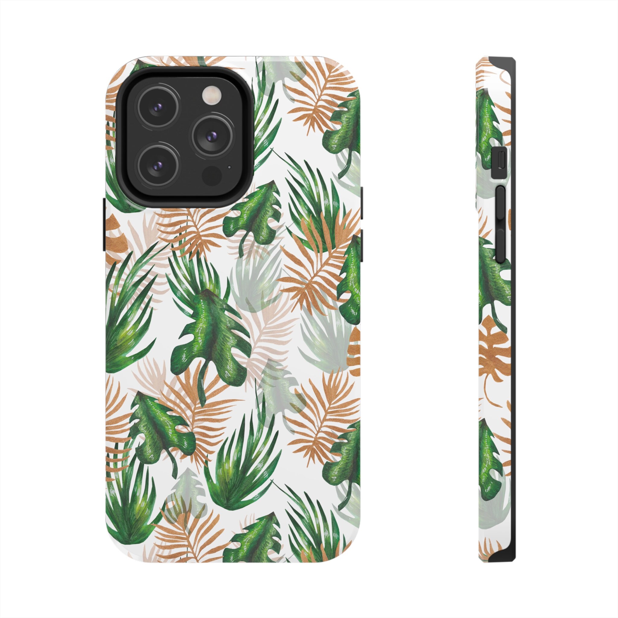 Monstera Leaves Green and Gold Iphone Case Iphone 14 13 12 Etsy