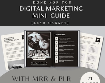 Fatto per te Mini guida per principianti di lead magnet di marketing digitale con ebook MRR e PLR con diritti di rivendita di etichette private Modifica in Canva DFY