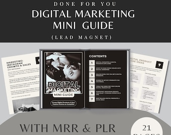 Done for You Digital Marketing Bleimagnet Mini Anfängerleitfaden mit MRR & PLR Ebook mit Resell Privatmarkenrechte bearbeiten in Canva DFY