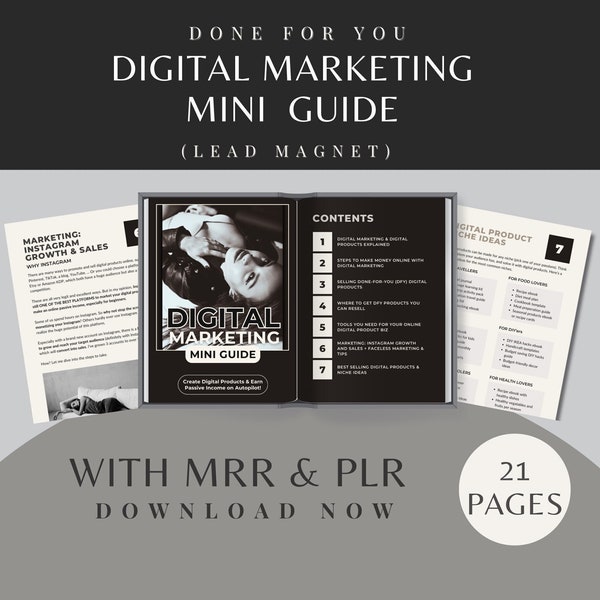 Done for You Digital Marketing Lead Magnet Mini Beginners Guide with MRR & PLR Ebook with Resell Private Label Rights Edit in Canva DFY