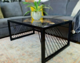 Luxury Onyx LED Coffee Table Handmade Modern Resin Stone Living Room Centerpiece Furniture Decor