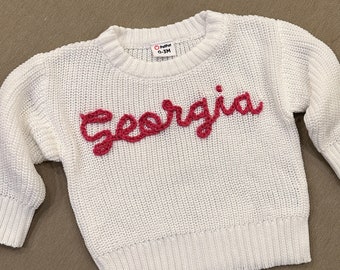 Custom Hand-Embroidered Name Sweater