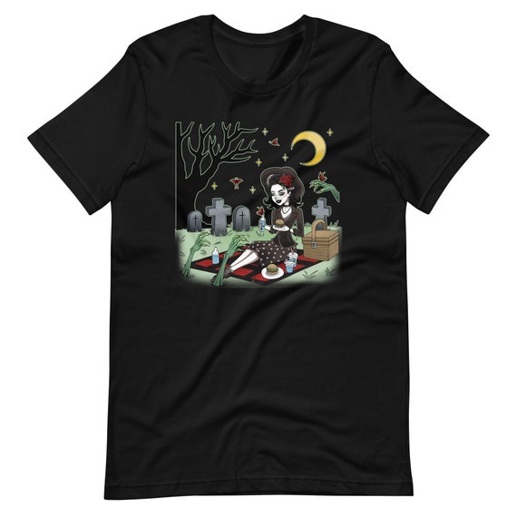 Retro Zombie Noir Tattoo Tee - Whimsigoth Gothic Rockabilly Halloween Shirt