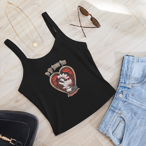 Fan Tattoo Shirt | American Traditional Tee | Retro Rockabilly Top | Vintage Tattoo Flash Graphic Tank | Women’s Micro-Rib Tank Top