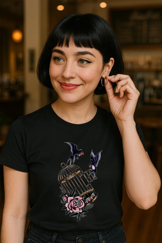 Free Birds, T-Shirt; A Traditional Tattoo Illustration