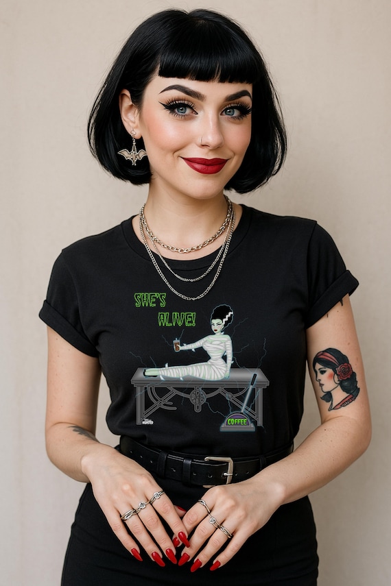 She's Alive: Bride of Frankenstein, T-Shirt; A Spooky Illustration
