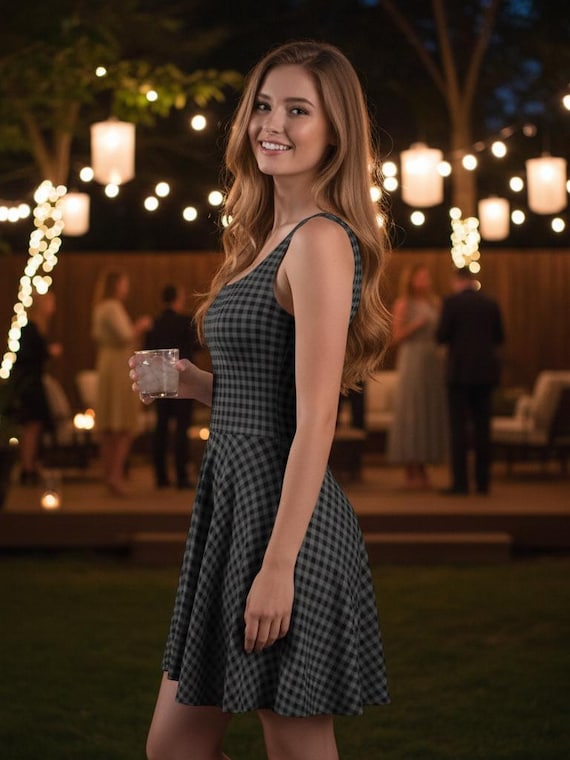 Dark Gingham | Skater Dress | Limited Edition