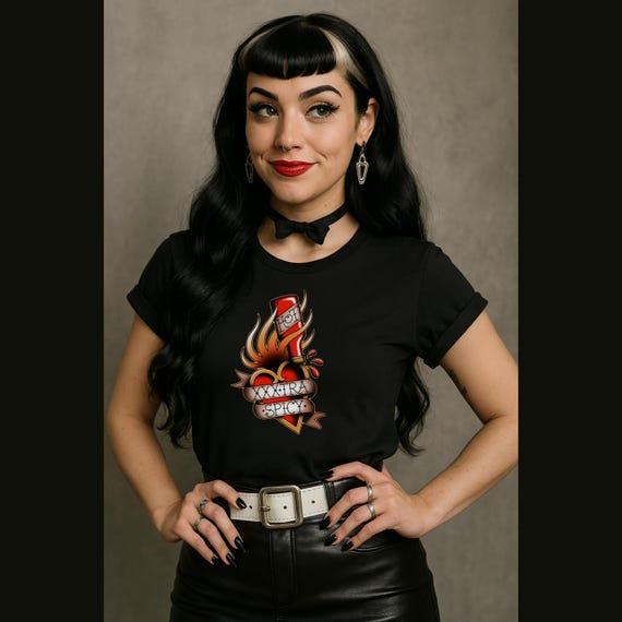 XXX-Tra Spicy Hot Sauce Tattoo Art Tee - Designed by Valentin Ferrada