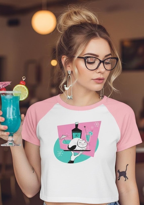 Purrfect New Years | Atomic Age Cat | Women’s Micro Rib Raglan Baby Tee