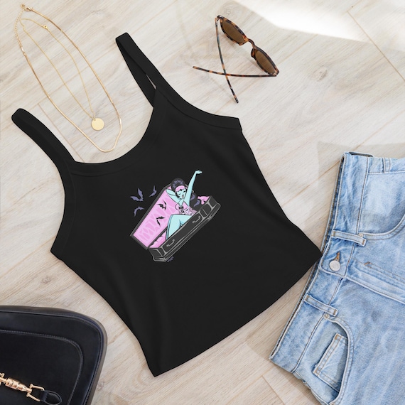 Beauty R.I.P. Tank Top - Vivaiolet Art - Coffin Graphic Tee | Women’s Micro-Rib Tank Top