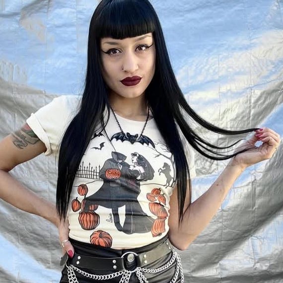 Black Widow Series x Headless Horseman, T-Shirt; A Spooky Pin-Up Illustration