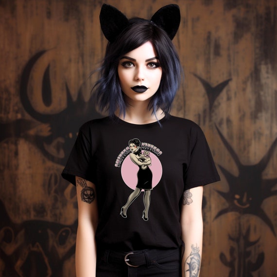 Smitten Kittens Shirt | Cute Cartoon Pinup Tee | Retro Cat Lover T-Shirt | Vintage Style Halloween Top