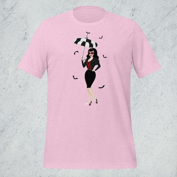 Protection From the Sun: Parasol Vamp, T-Shirt; A Spooky Pin-Up Illustration