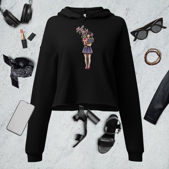 American Traditional Ink Crop Hoodie - Treat Me Right - BC7502 | Stylish Fall Fashion