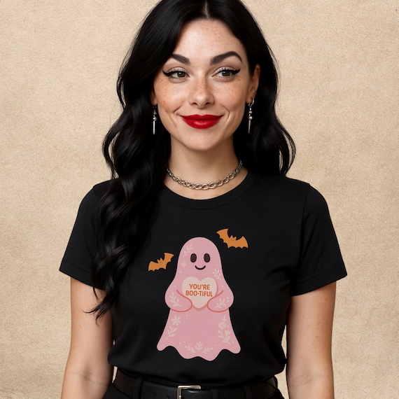 Cute Ghost Shirt | You're Boo-tiful Tee | Kawaii Halloween T-Shirt | Spooky Valentine's Day Top for Women
