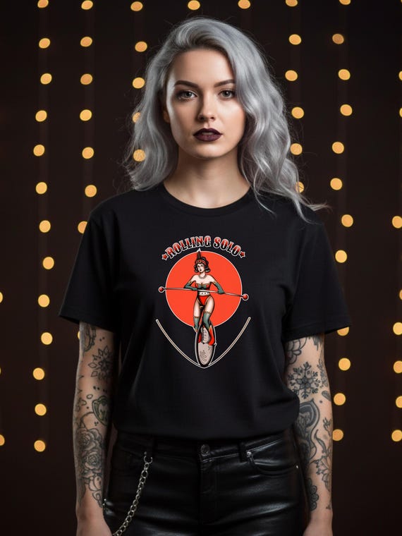 Tattoo Flash Shirt | Rolling Solo Graphic Tee | American Traditional Top | Retro Rockabilly T-Shirt