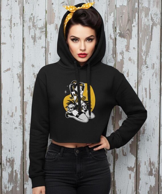 Prehistoric Pinup | Bella + Canvas 7502 Crop Hoodie