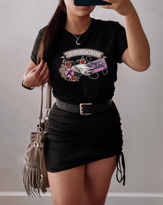 Analog Forever Tattoo Flash T-Shirt: Rockabilly Ink Design