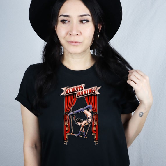 Fearless Pin-Up Girl Tattoo Tee | Retro Rockabilly Fashion Shirt | Vintage Style