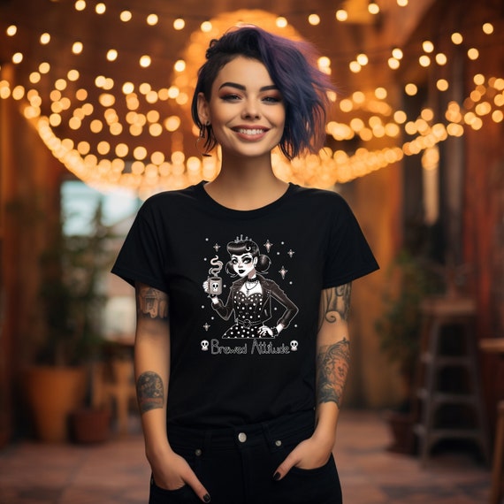 Whimsigoth Coffee Queen Tee: Brewed Attitude Graphic Shirt