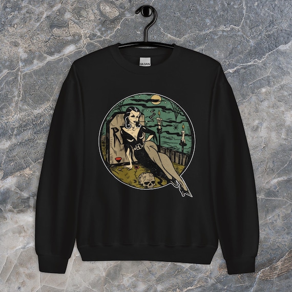 Graveyard Vamp, Sweatshirt; A Goth Illustration