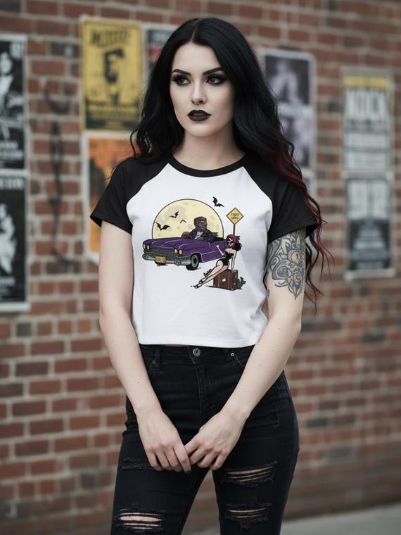 Werewolf & the Pin-Up, Hitchhiker Shirt | Retro Horror Graphic Raglan Tee
