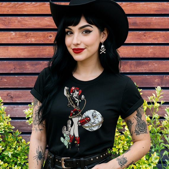 Vintage Inspired Goth Cowgirl: Roping the Moon | Bella + Canvas 3001
