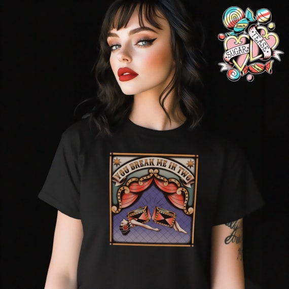 Broken Heart Tattoo Shirt | American Traditional Tee | Retro Rockabilly Top | Edgy Relationship Graphic T-Shirt