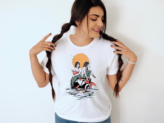 Retro Mermaid Tattoo Tee | Rockabilly Nautical Pin-Up Shirt | Vintage Fashion