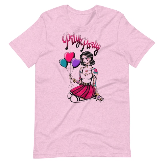Pity Party - Dark Humor Tattoo Tee - Retro Rockabilly Pin-Up Shirt for Women
