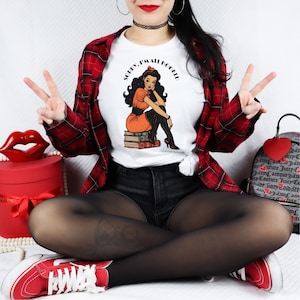 Vintage Pin-up &#39;All Booked&#39; T-shirt - Retro Style for Book Lovers - Bella + Canvas 3001 - Unisex t-shirt