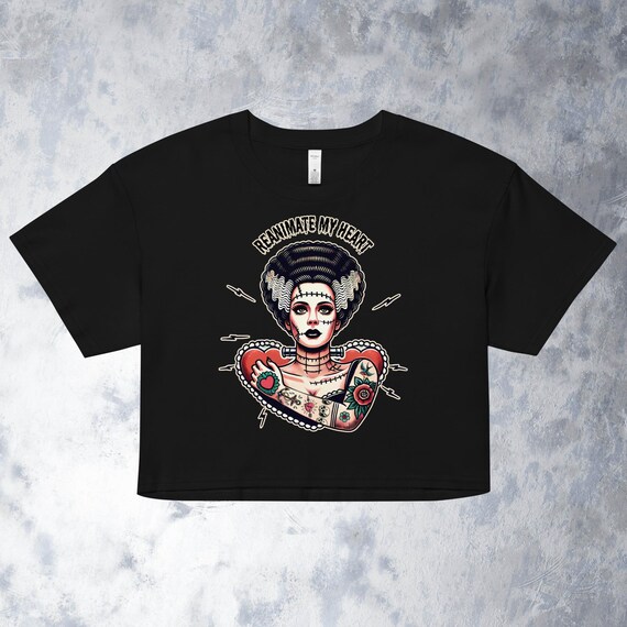Bride of Frankenstein Crop Top: Re-animate My Heart - AS Colour 4062