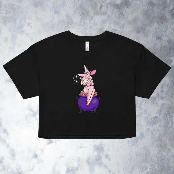 One Sweet Witch, Crop Top; A Pastel Goth Illustration