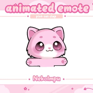 Animated Pink Cat Clapping Emote  (Twitch/Discord/Youtube) - Kawaii - Kitty - Neko
