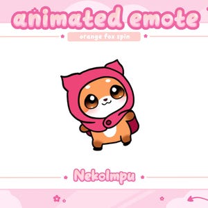 Animated Orange Fox Spin Emote  (Twitch/Discord/Youtube) - Kawaii - Kitsune - Fox