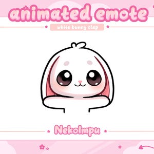 Animated White Bunny Clapping Emote  (Twitch/Discord/Youtube) - Kawaii - Bunny - Usagi