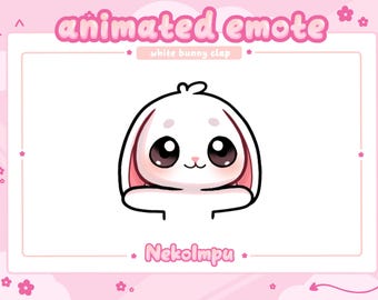 Animated White Bunny Clapping Emote  (Twitch/Discord/Youtube) - Kawaii - Bunny - Usagi