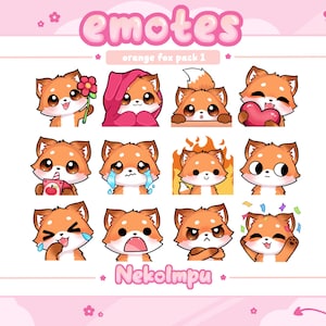 Orange Fuchs Emotes Pack 1 (Twitch/Discord/Youtube) - Kawaii - Kitsune