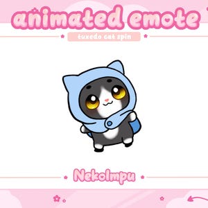 Animated Tuxedo Cat Spin Emote  (Twitch/Discord/Youtube) - Kawaii - Kitty - Neko