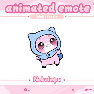 Animated Pink Cat Spin Emote  (Twitch/Discord/Youtube) - Kawaii - Kitty - Neko