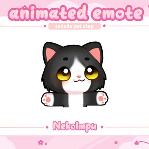 Animated Tuxedo Cat Clapping Emote  (Twitch/Discord/Youtube) - Kawaii - Kitty - Neko