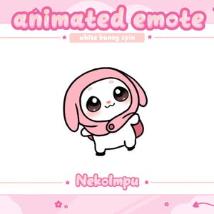Animated White Bunny Spin Emote  (Twitch/Discord/Youtube) - Kawaii - Bunny - Usagi