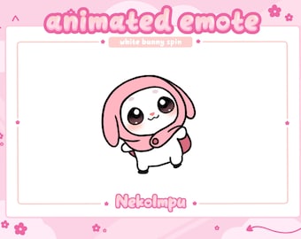 Animated White Bunny Spin Emote  (Twitch/Discord/Youtube) - Kawaii - Bunny - Usagi
