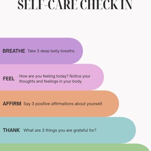 Self-Care Check-In Poster – Daily Mental Health Tracker (Digital Download)