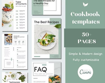 Recipe template, Cookbook template, recipe book template, Minimalist cookbook template, Simple cookbook template, Modern recipe template