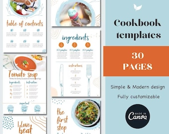 Ebook template, cookbook template, canva template, book template canva, minimalist cookbook, custom cookbook, business ebook, graphic design