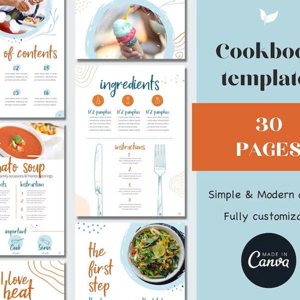 Ebook template, cookbook template, canva template, book template canva, minimalist cookbook, custom cookbook, business ebook, graphic design