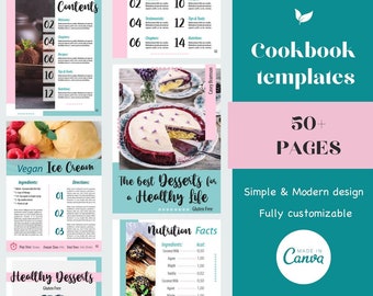 Ebook template, Cookbook template, Ebook template canva, Recipe book template, Recipe template, Canva cookbook, recipe card, recipe book