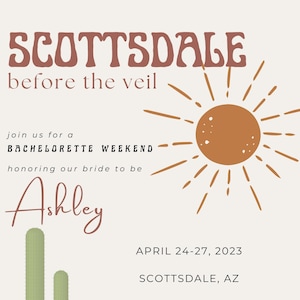 BACHELORETTE INVITE - Scottsdale Before the Veil, bach party, e-vite