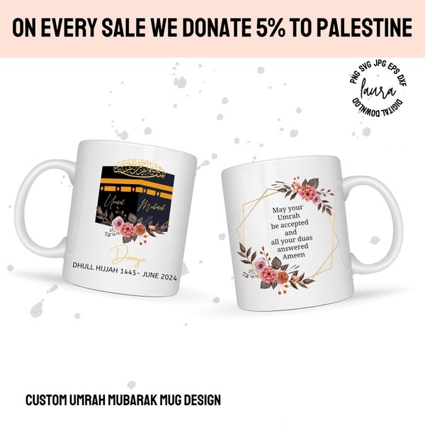 11 & 15 oz Personalised Umrah Mug, Umrah Mubarak, Umrah Coffee Mug, Muslims Gifts, Gifts For Muslims, Islamic Pilgrimage, Mecca Kaaba Mug